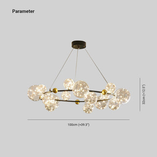 Valentina Suspension Boule Moderne, Métal/Verre, Doré/Noir, Salon