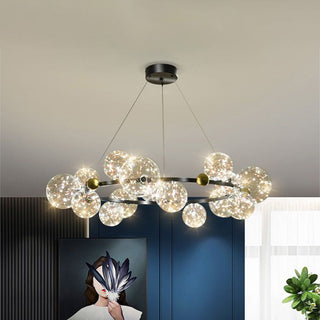 Valentina Suspension Boule Moderne, Métal/Verre, Doré/Noir, Salon