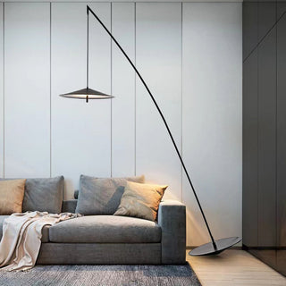 Mira Design Lampadaire Frisbee/Canne à Pêche Simple Métal Noir Grande Salon Intérieur