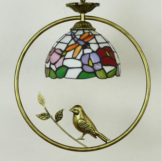 Tiffany Cottage Suspension Métal Verre Chambre À Coucher