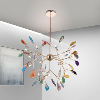 Arisha Art LED Suspension Bleu Métal Agate Salon Chambre à coucher
