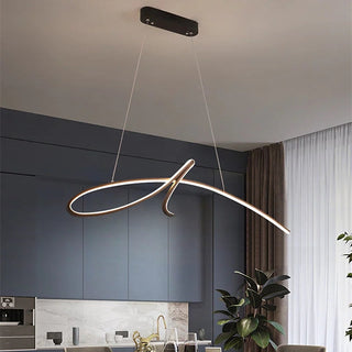 Arisha Suspension Linéaire Simple, Métal, Noir/Or, Salon
