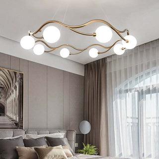 Valentina Lustre Modern Designe, Vague, Métal/Verre, Blanc/Or