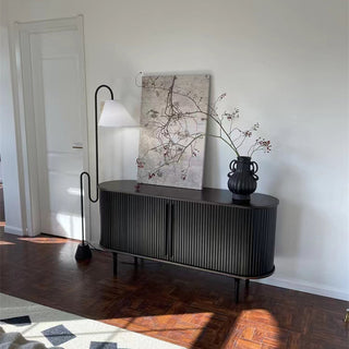 Mira Lampadaire Arche Simple, Métal/Tissu, Blanc/Noir, Chambre