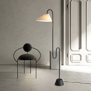 Mira Lampadaire Arche Simple, Métal/Tissu, Blanc/Noir, Chambre