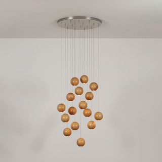 Wooden Orb Sphere Cluster Pendant Light-Neutral Decor