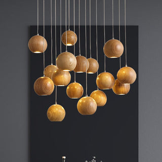 Muto Ball Cluster LED Suspension Bois Salon Chambre à coucher