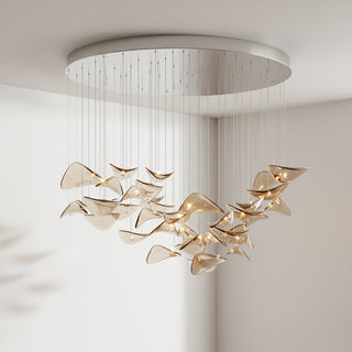 Wave Floating Leaf Chandelier-Neutral Decor
