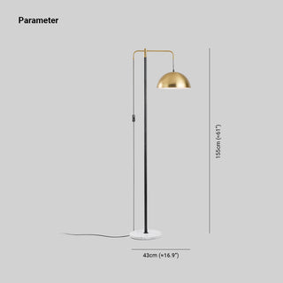 Arisha Design Lampadaire Dôme Simple Métal/Marbre Or Chambre/Salon