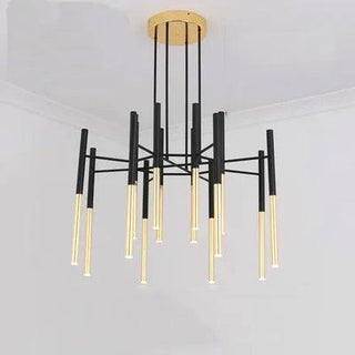Solara Lustre Moderne Tiges Noir Or