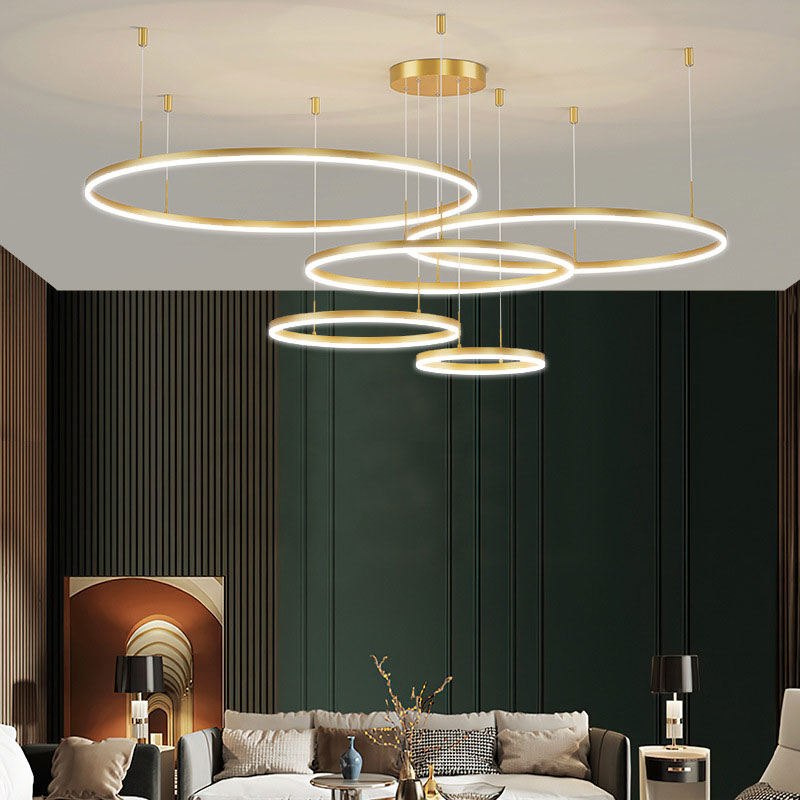 Zorin Suspension Anneau Moderne Métal Noir/Doré/Café Salon-Cielum