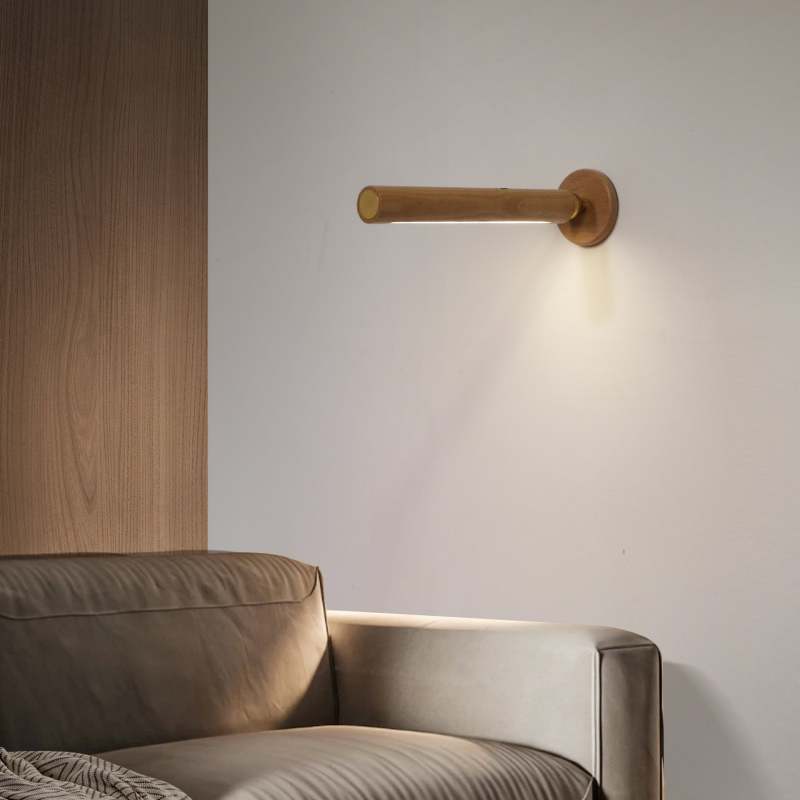 Muto Applique Murale Cylindrique Minimaliste, Bois, Métal/Bois, Chambre