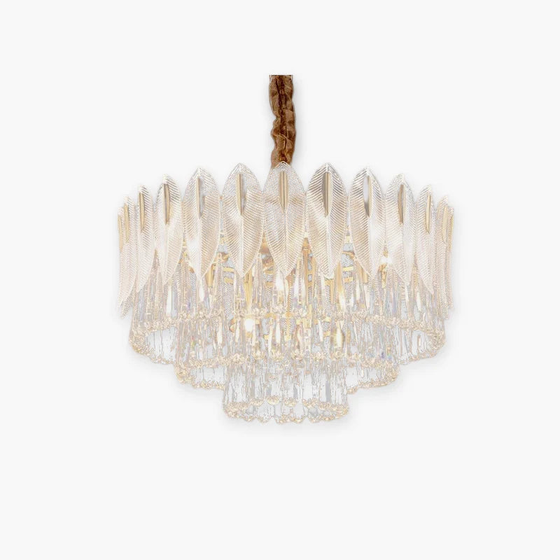Kristy Lustre Plume Cristal, Métal/Cristal, Doré, Salon