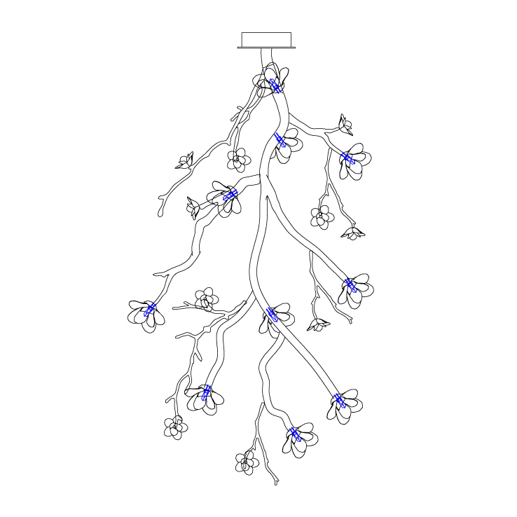 Claroria Lustre Noir Branche Fleur