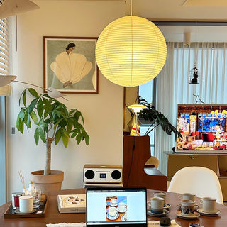 Solara Suspension Bambou Papier Washi Ronde