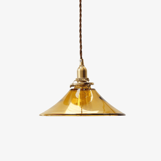 Solara Suspension en Verre Ambre Laiton Vintage