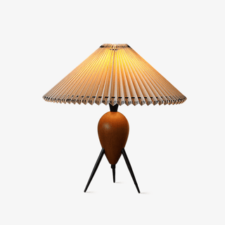 Elyse Bois & Tissu Lampe de Table Rétro