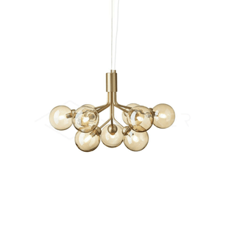 Lustra Suspension en Verre Globe Cluster Laiton