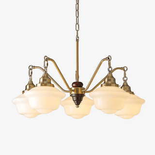Lustra Lustre Laiton Bois Verre Satiné Classique