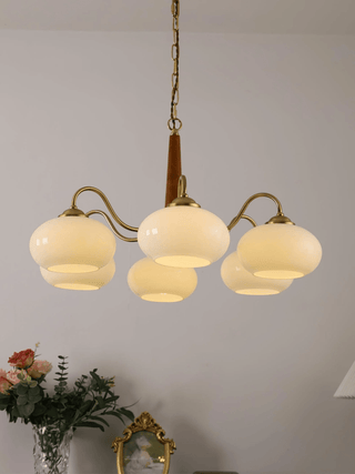 Lustra Suspension Persimmon Laiton et Verre Élégante