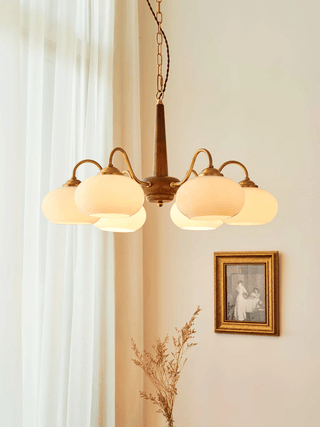Lustra Suspension Persimmon Laiton et Verre Élégante