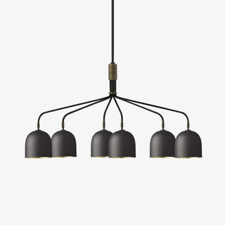 Lustra Lustre Noir en Laiton Industriel