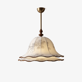 Ilsilis Suspension Élégante en Tissu Fleuri et Bois