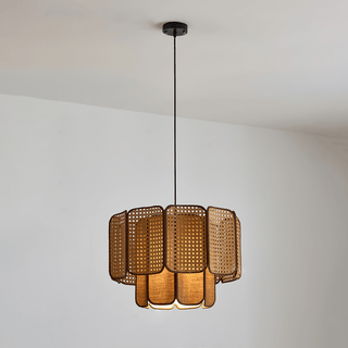 Cane Lampe Suspendue Vintage en Tissu