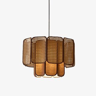 Cane Lampe Suspendue Vintage en Tissu