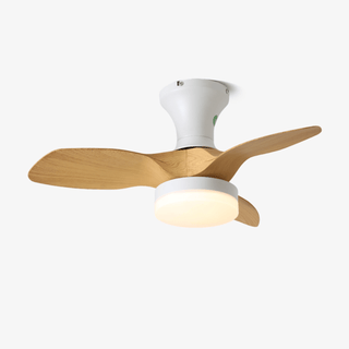 Plafonnier ventilateur Nora minimaliste en bois blanc