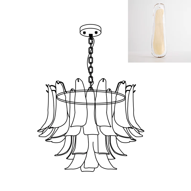 Torio Lustre Murano Verre Feuille Doré