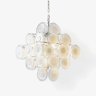 Aurora Lustre Blanc Murano Verre Disques Grappe