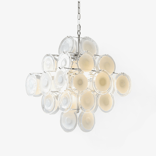 Aurora Lustre Blanc Murano Verre Disques Grappe