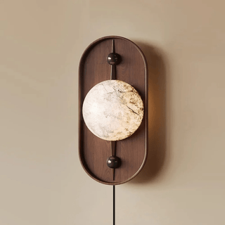 Lyvaran Applique Murale Ovale en Albâtre et Bois