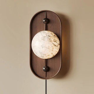 Lyvaran Applique Murale Ovale en Albâtre et Bois