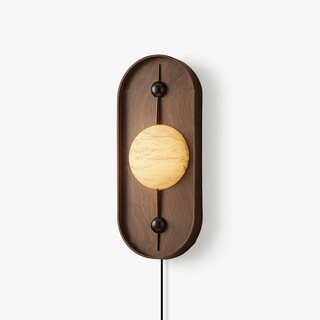 Lyvaran Applique Murale Ovale en Albâtre et Bois