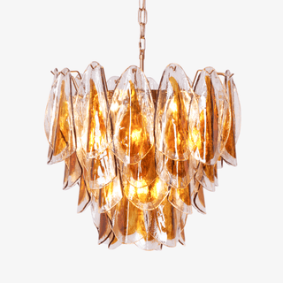 Aurora Lustre Ambre Feuille Verre Superposé Organique Chaleur