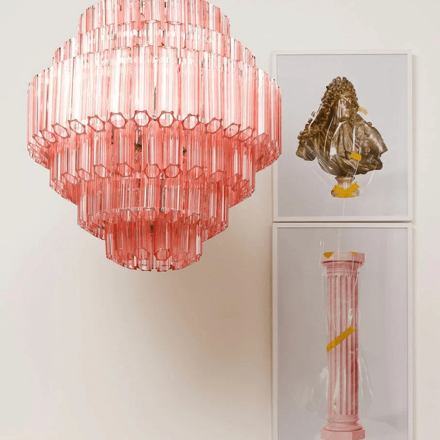 Brinene Lustre Rose Verre Tube Superposé Diamant