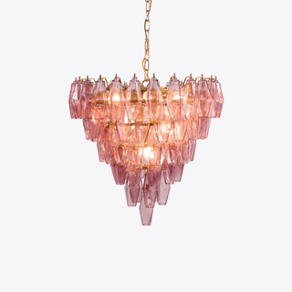 Aurora Lustre Rose Facetté Verre Superposé Vintage