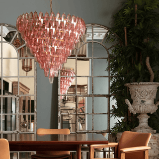 Aurora Lustre Rose Facetté Verre Superposé Vintage