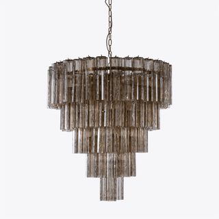 Aurora Lustre Cinq Étage Cannelé Verre Grande Mid Siècle