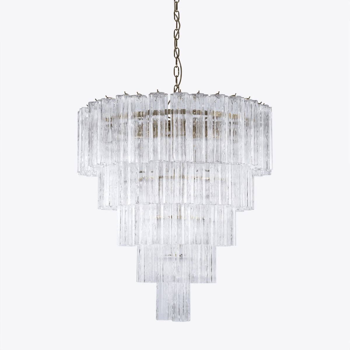 Arlaya Lustre Cinq Étage Cannelé Verre Grande Mid Siècle