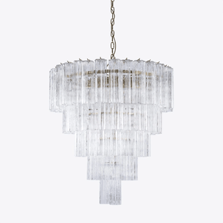 Aurora Lustre Cinq Étage Cannelé Verre Grande Mid Siècle