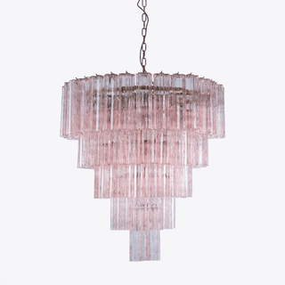 Aurora Lustre Cinq Étage Cannelé Verre Grande Mid Siècle