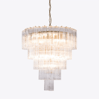 Aurora Lustre Cinq Étage Cannelé Verre Grande Mid Siècle