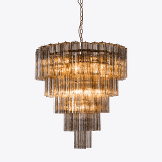 Aurora Lustre Cinq Étage Cannelé Verre Grande Mid Siècle