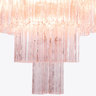Aurora Lustre Cinq Étage Cannelé Verre Grande Mid Siècle