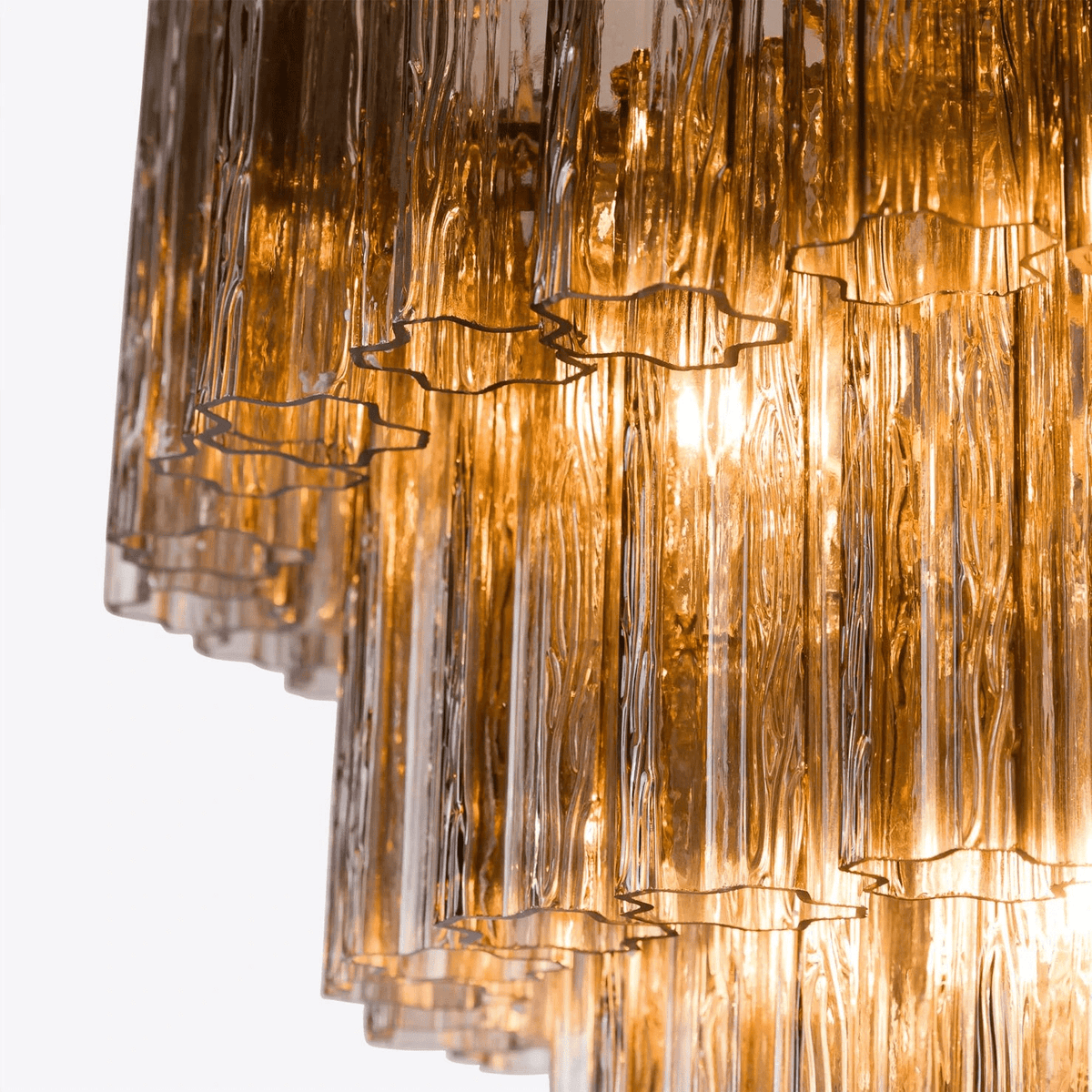 Arlaya Lustre Cinq Étage Cannelé Verre Grande Mid Siècle