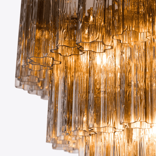 Aurora Lustre Cinq Étage Cannelé Verre Grande Mid Siècle
