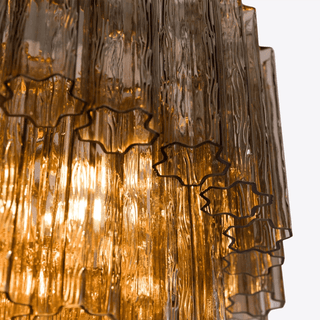 Aurora Lustre Cinq Étage Cannelé Verre Grande Mid Siècle